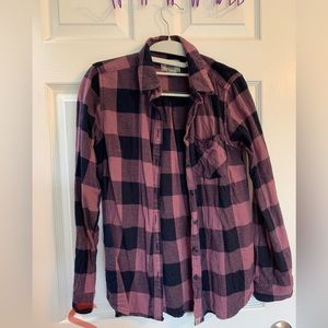 Purple and black button down flannel